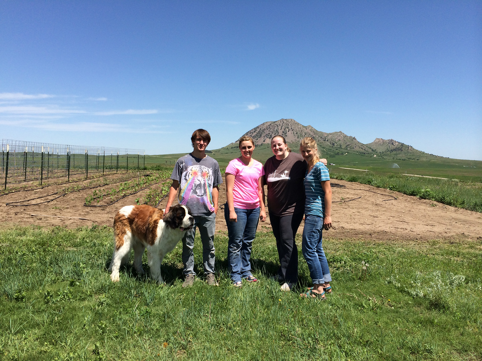 College students hanging out in Bear Butte.