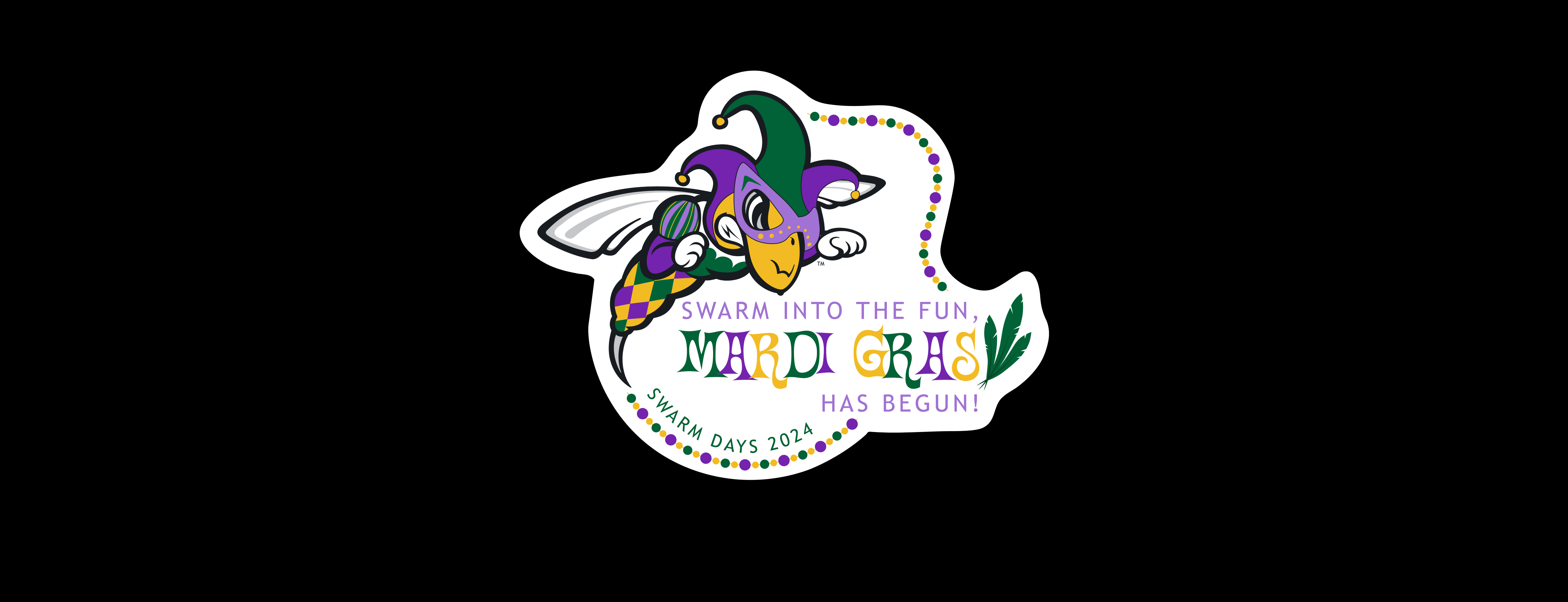 Swarm Week, 2024; Mascot Sting Mardi Gras