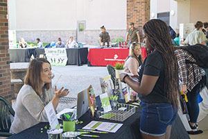 Students investigating the BHSU part-time job fair