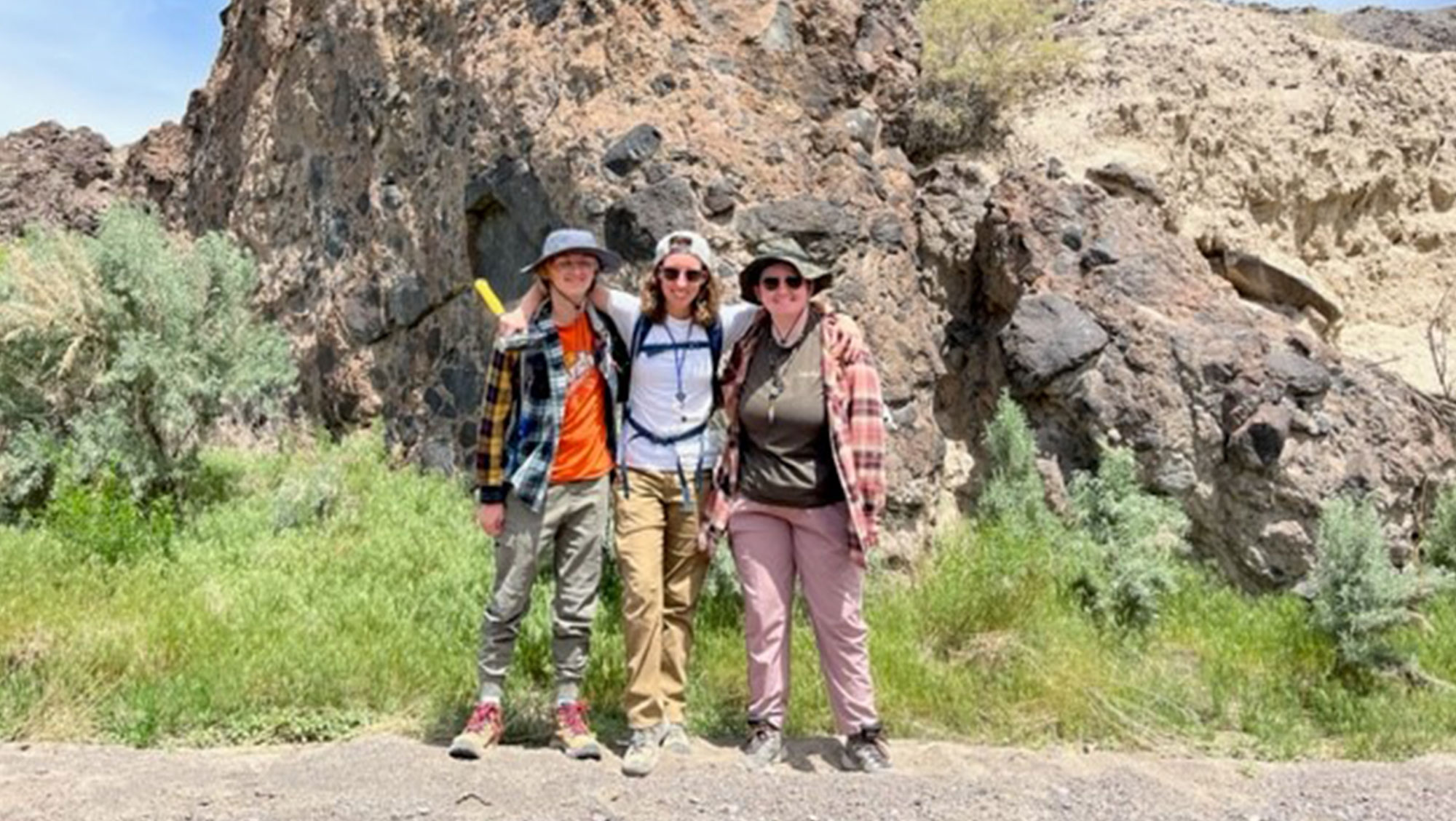 BHSU students post in Idaho while on a research project trip to study the Yellowstone Hot Spot.