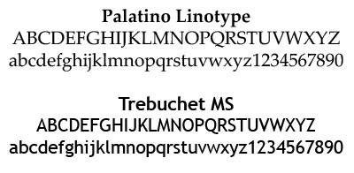 Examples of the fonts used at BHSU