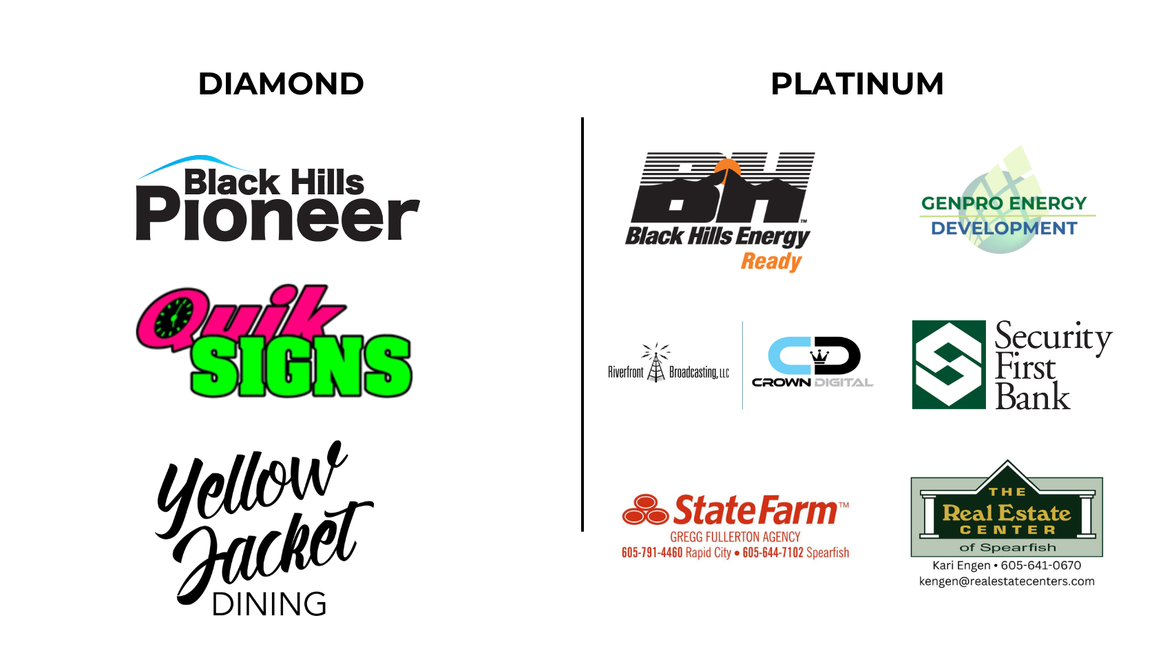 Diamond and Platinum level sponsors