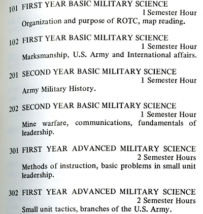  Example of ROTC's course description in the 1970s.