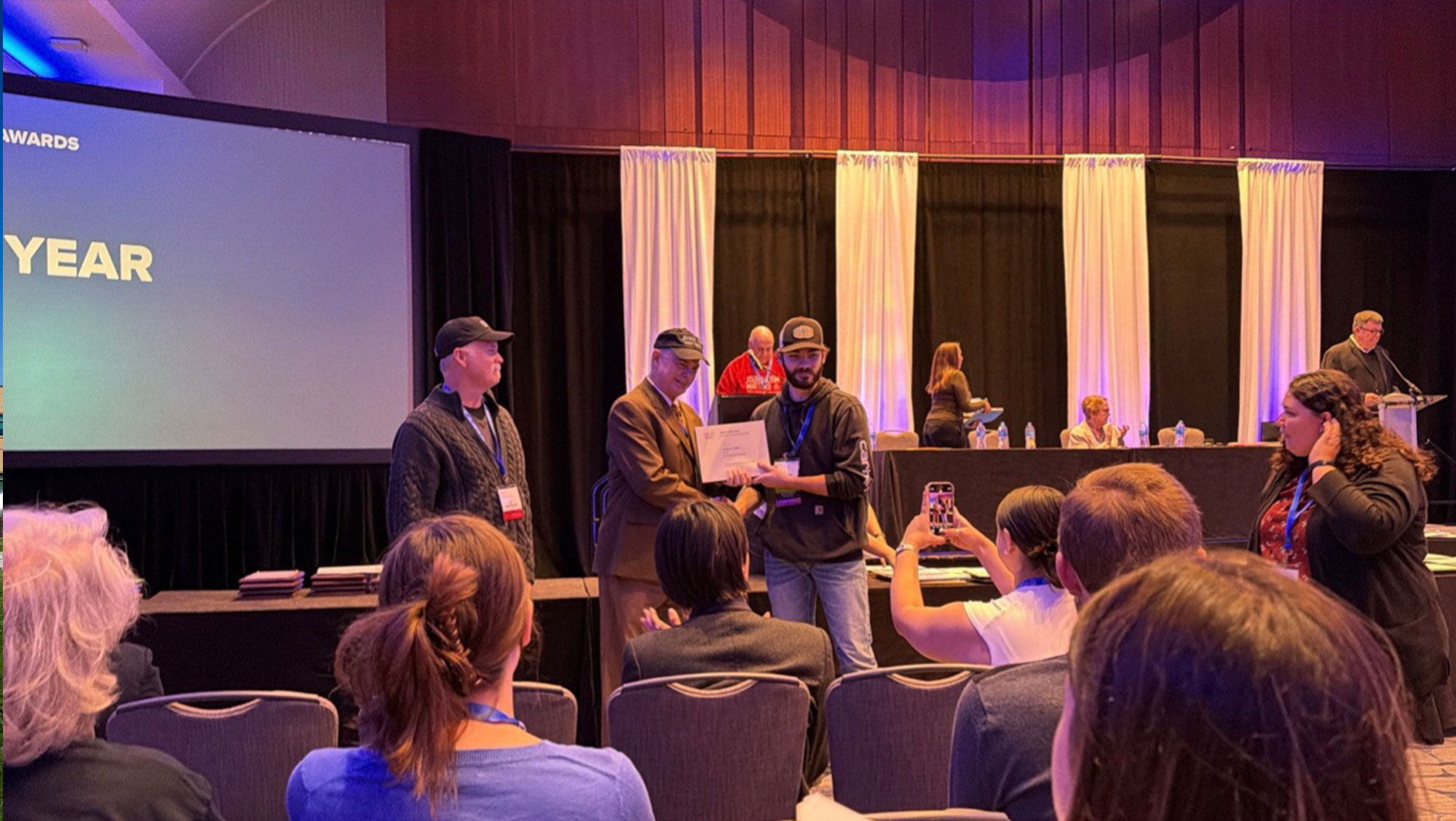 BHSU student Nathan Feller accepts award at MediaFest25 in Washington DC