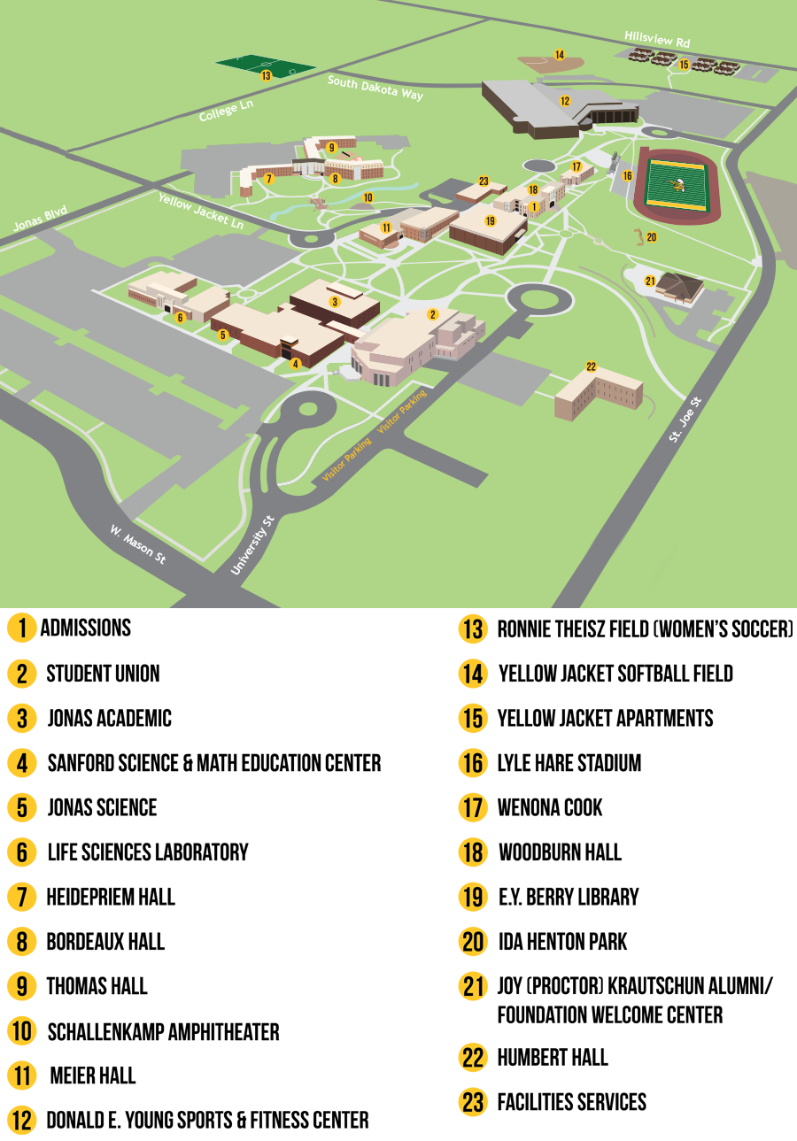 BHSU Campus Map With Key 